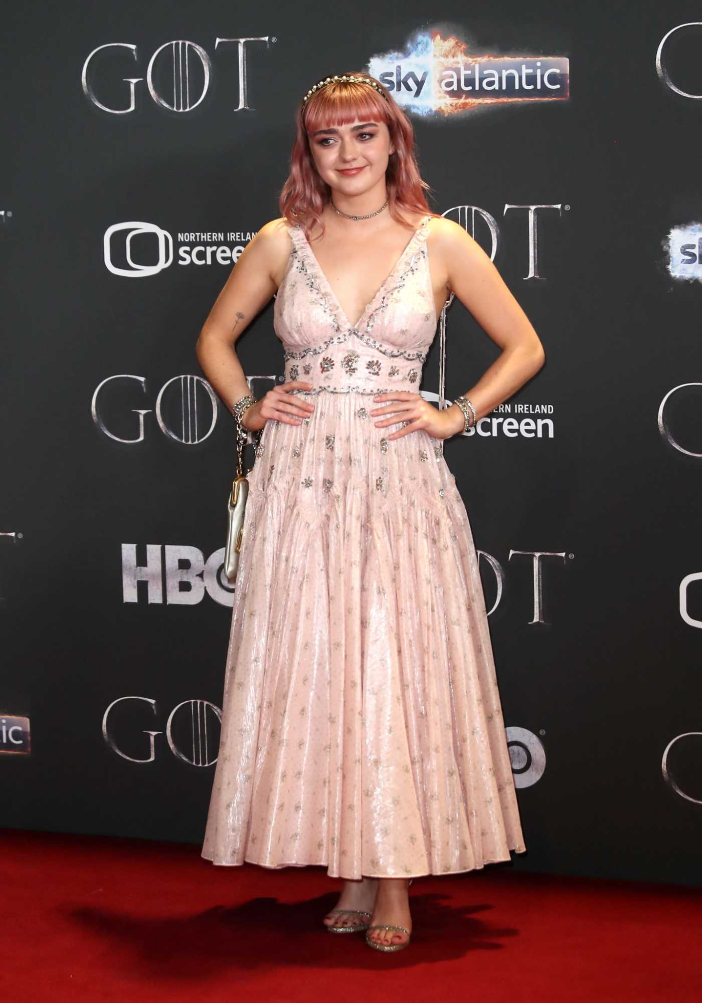 Maisie Williams in a Yellow Plaid Blazer Arrives at the Royal Monceau