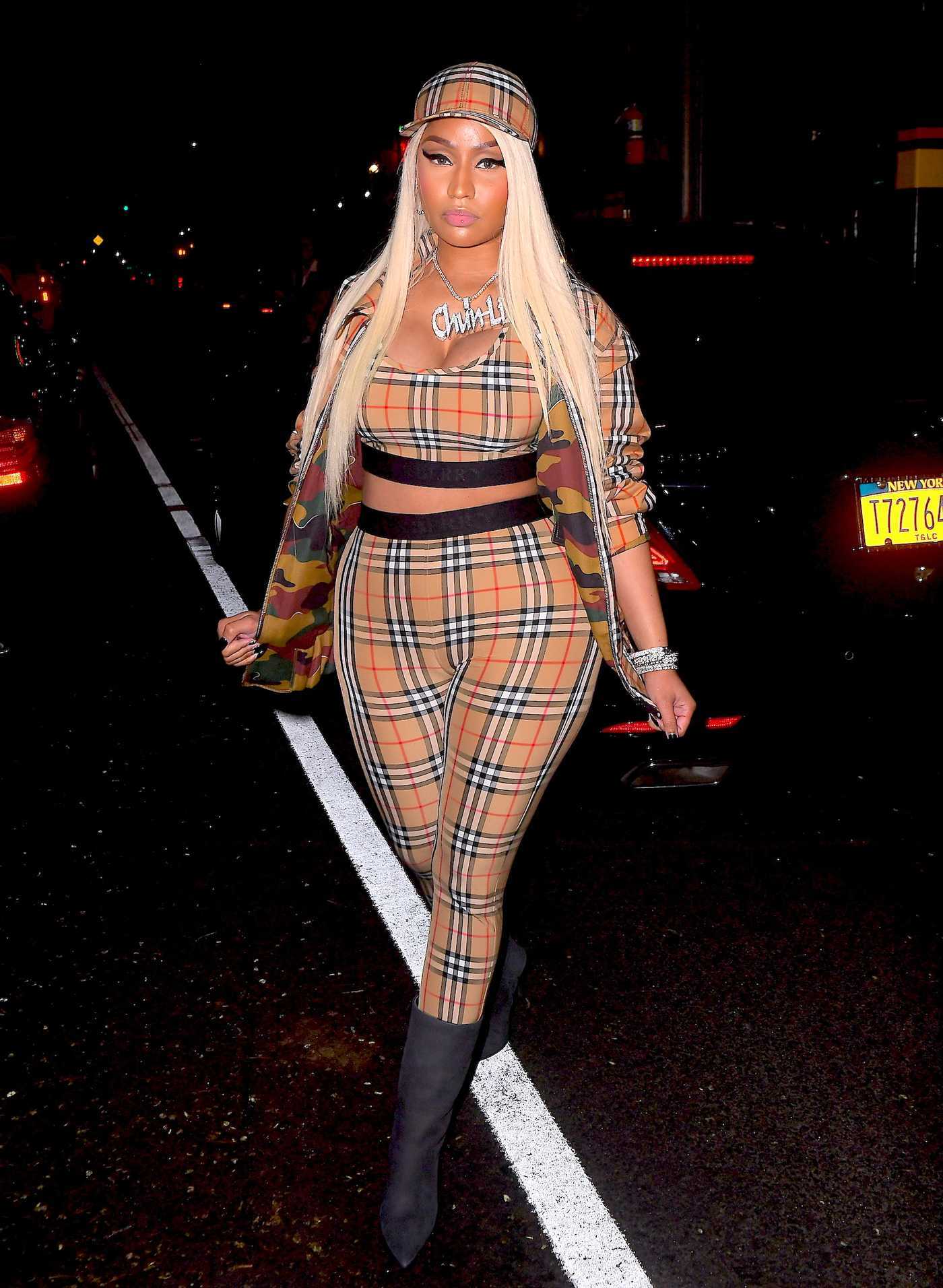 Nicki Minaj Was Seen in Head to Toe Burberry Ensemble in New York 08/15/2018