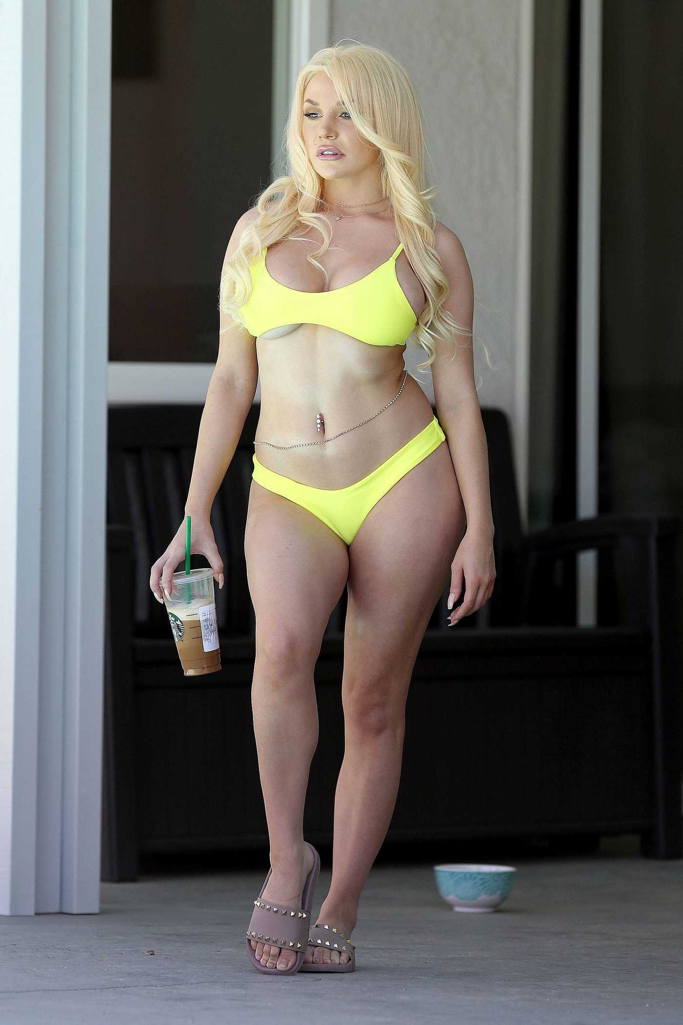 Courtney Stodden in a Yellow Bikini in Palm Springs 09/27/2018