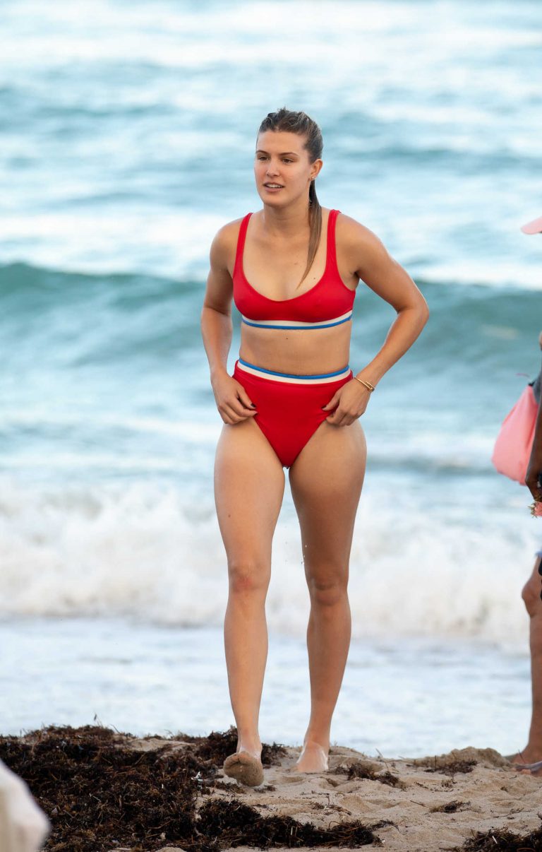 Eugenie Bouchard in a Red Bikini