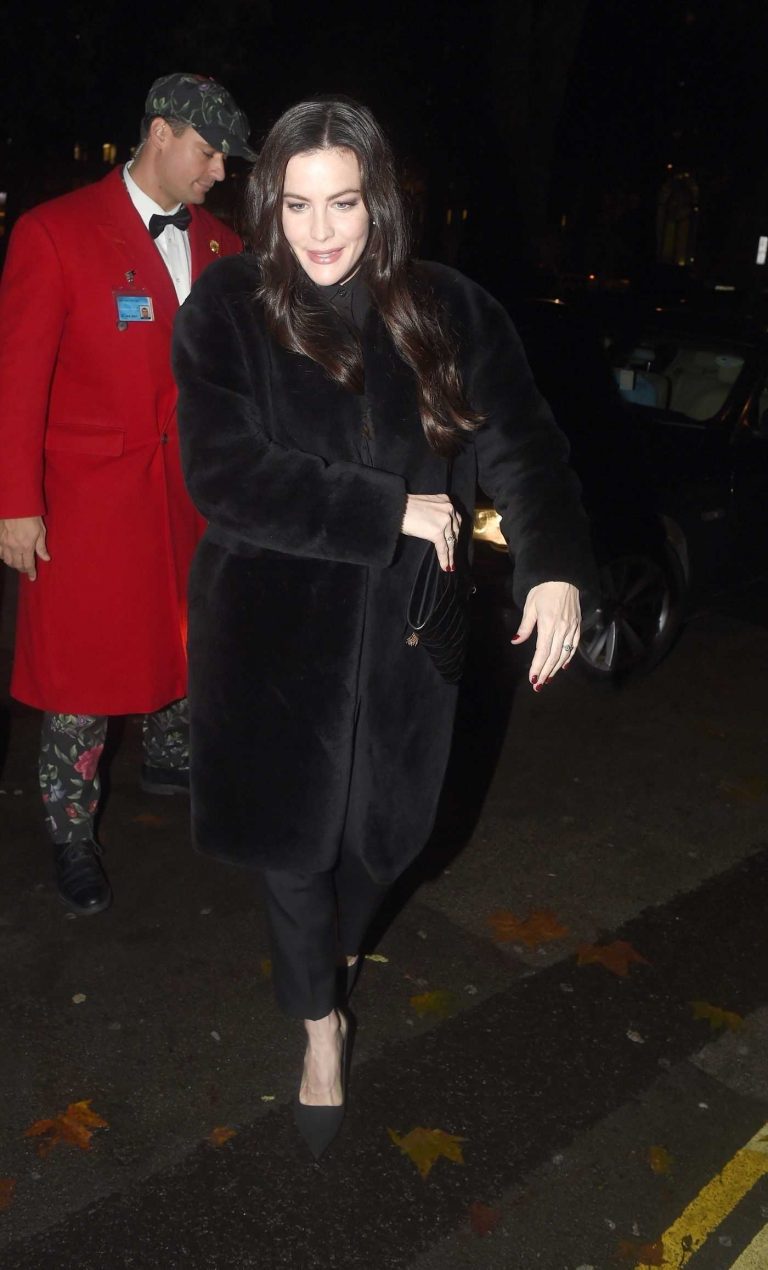 Liv Tyler in a Black Fur Coat