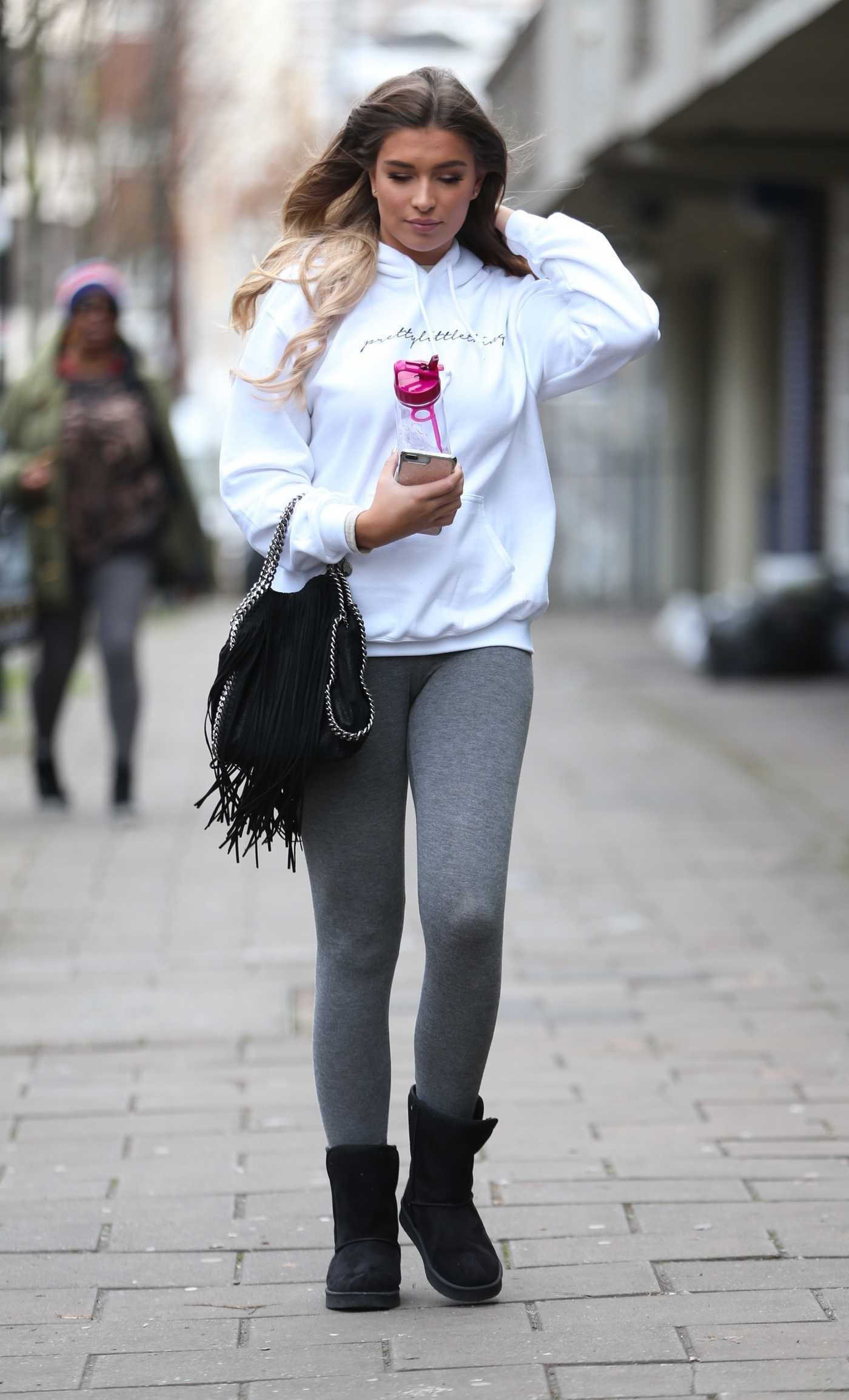 Zara McDermott in a White Hoody Was Seen in East London 12/21/2018