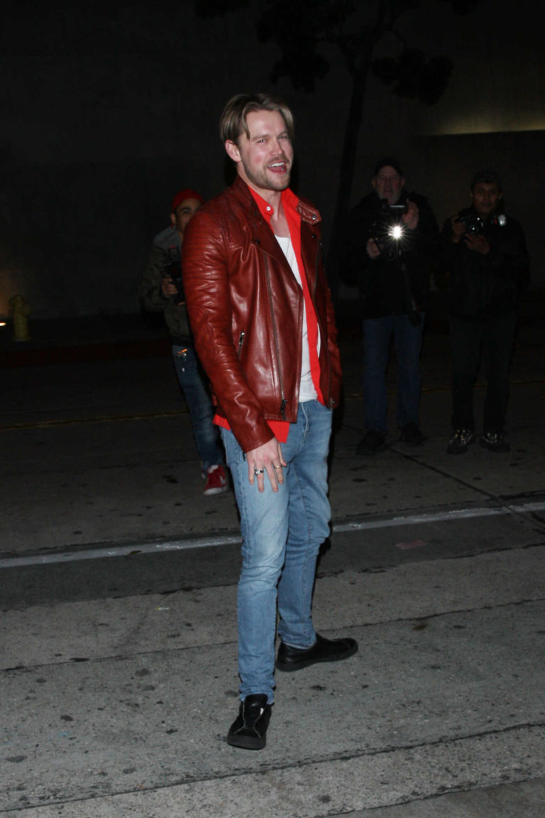 Chord Overstreet in a Red Leather Jacket