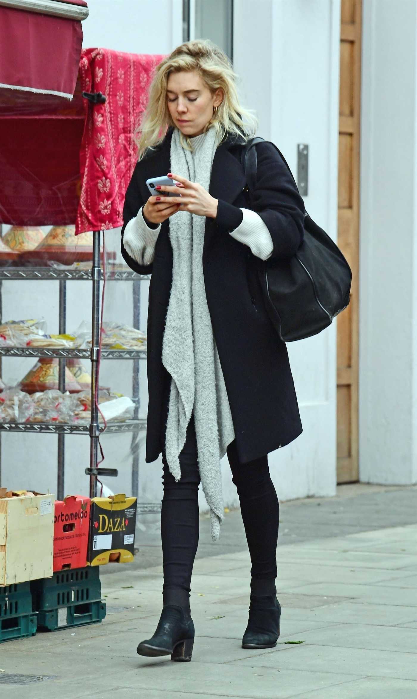Vanessa Kirby in a Black Coat Was Seen Out in Notting Hill in London 03/29/2019