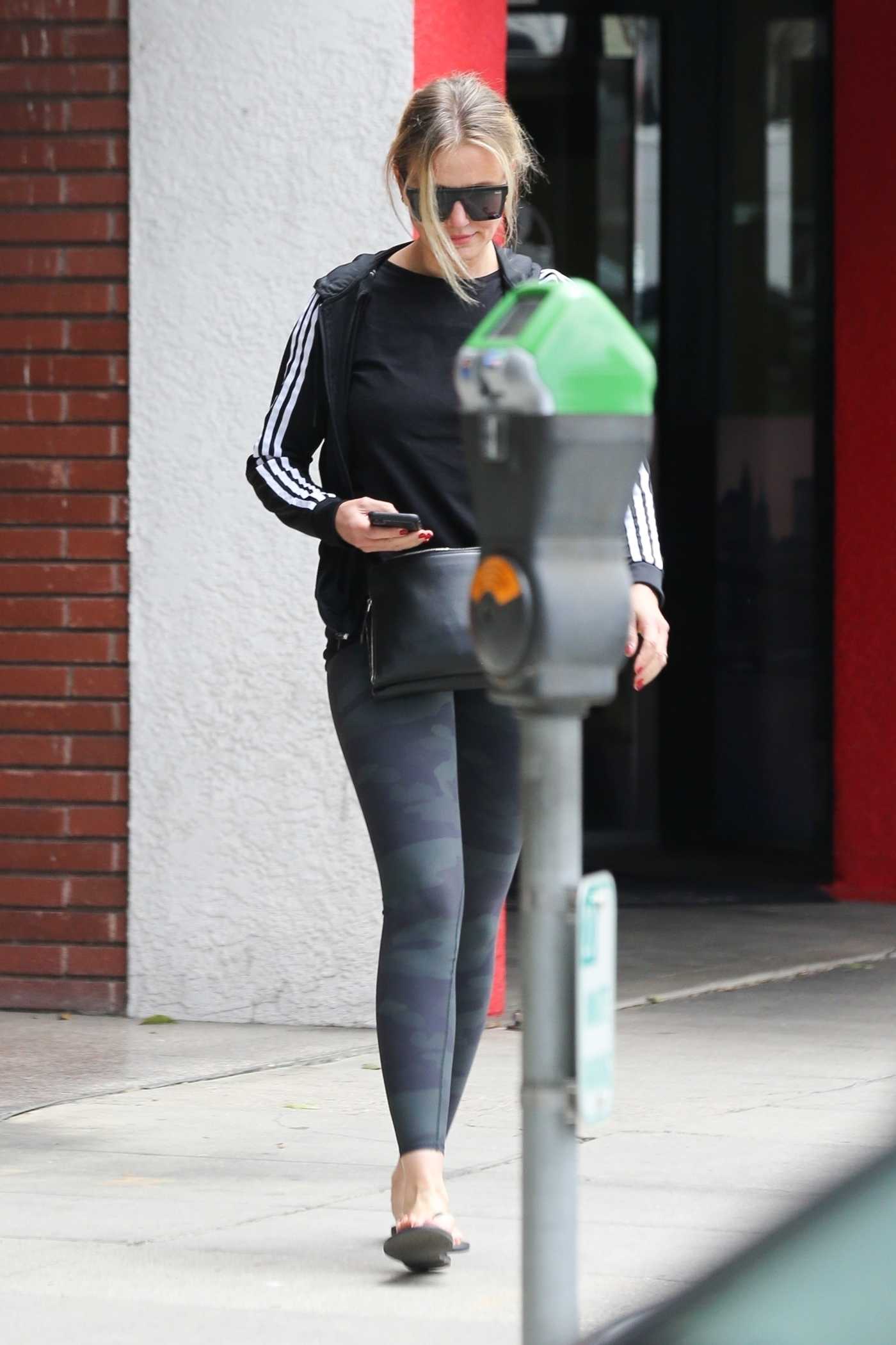 Cameron Diaz in a Black Adidas Tracksuit Was Seen Out in Beverly Hills 06/07/2019