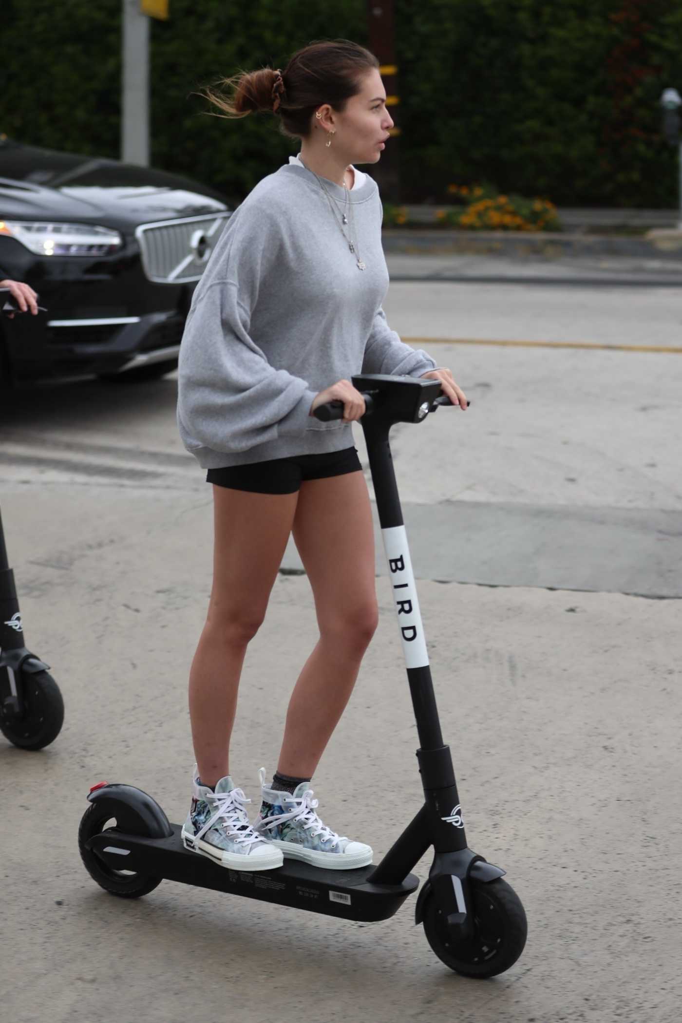 Thylane Blondeau Riding a Scooter in West Hollywood 06/21/2019