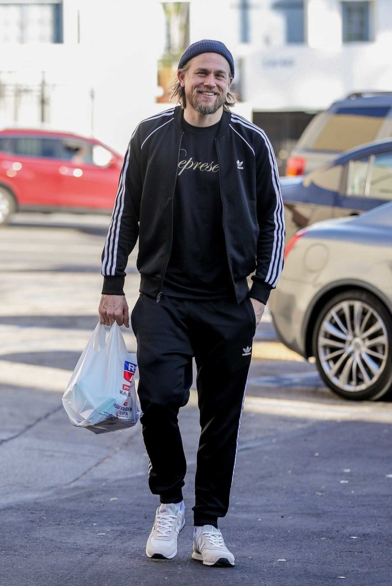 Charlie Hunnam in a Black Adidas Tracksuit