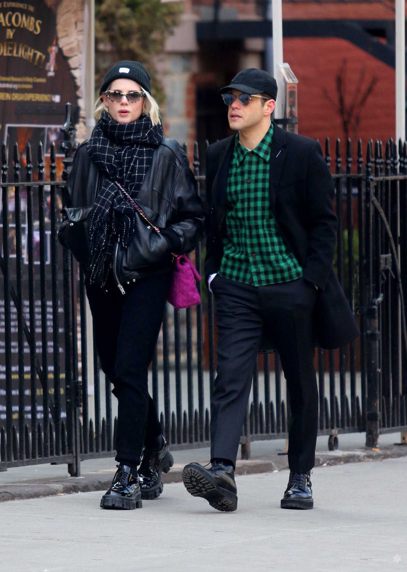 Rami Malek in a Black Cap Was Seen Out with Lucy Boynton in NY 01/21/2020