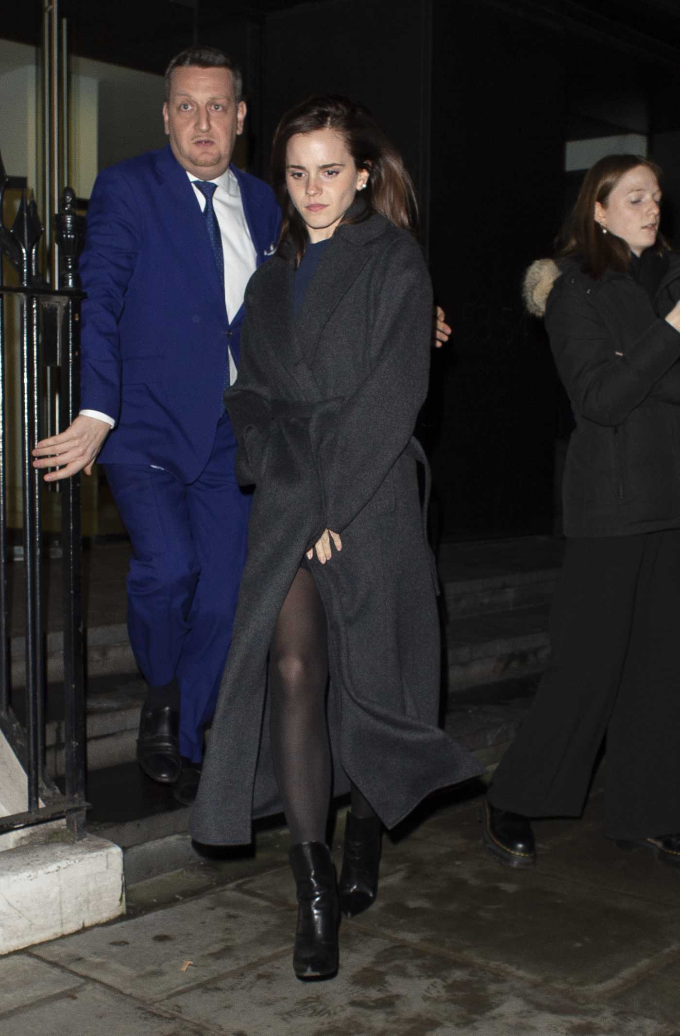 Emma Watson in a Black Coat Leaves C Restaurant in London 01/30/2020