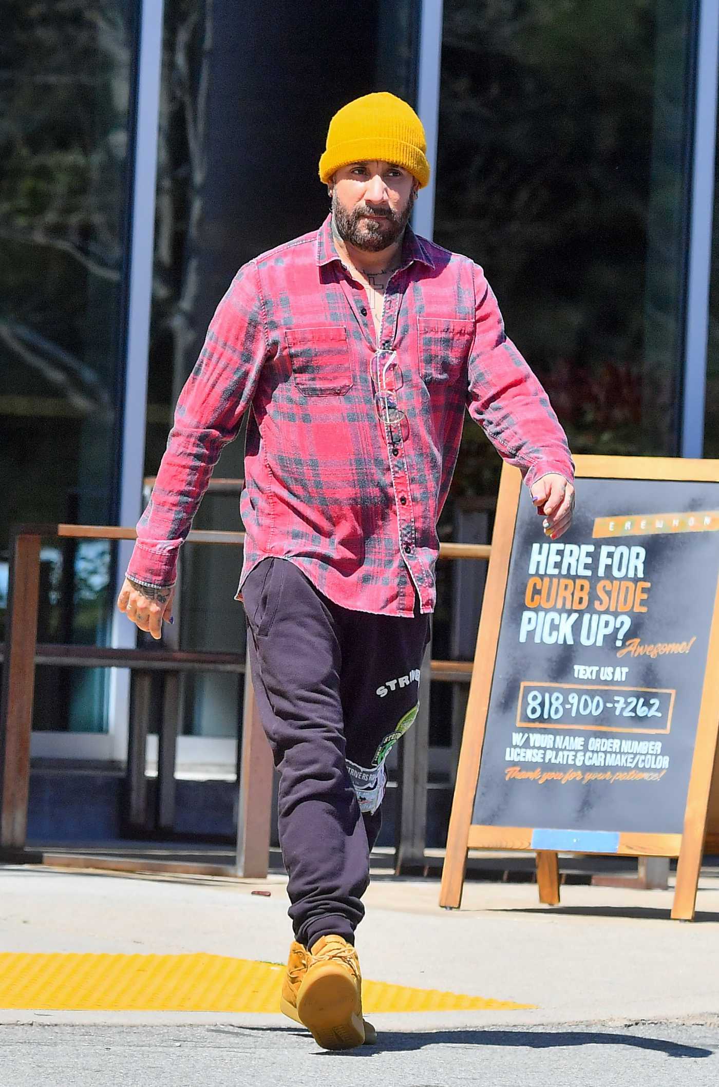 AJ McLean in a Yellow Knit Hat Was Seen Out in Calabasas 04/16/2020