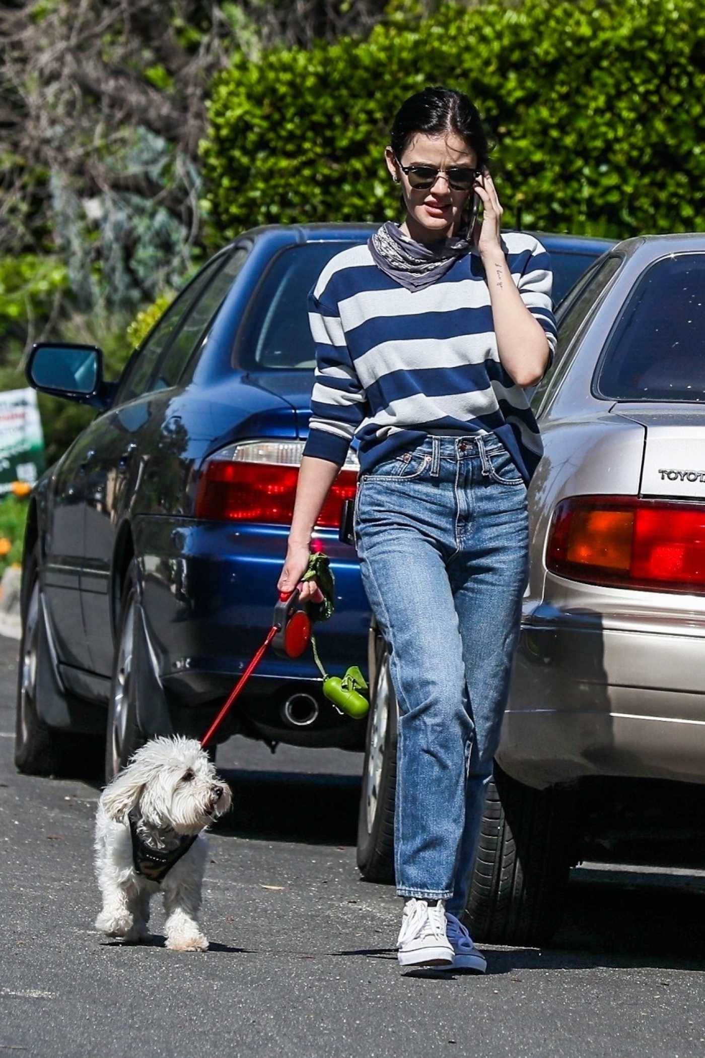 Lucy Hale In A White Vans Sneakers Walks Her Dog In Los Angeles 04 21 2020 Celebrity Wiki Onceleb Wiki