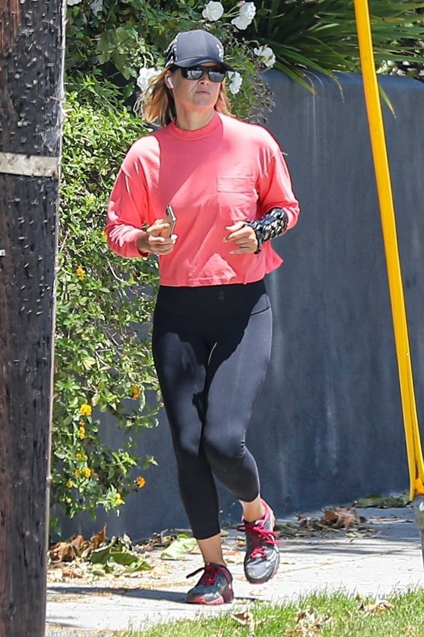 Ali Larter in a Black Leggings Goes for a Run in Santa Monica 05/15/2020