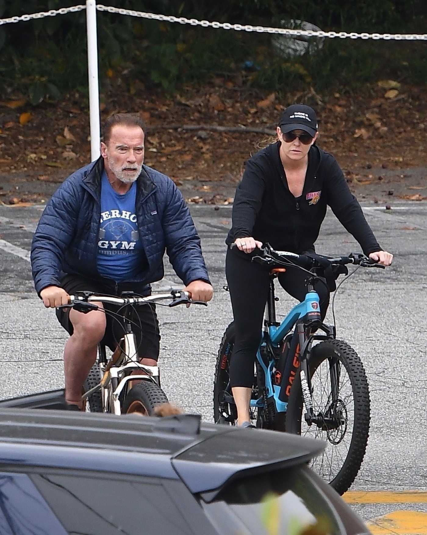 Arnold Schwarzenegger Does a Bike Ride Out with Heather Milligan in Brentwood 05/10/2020