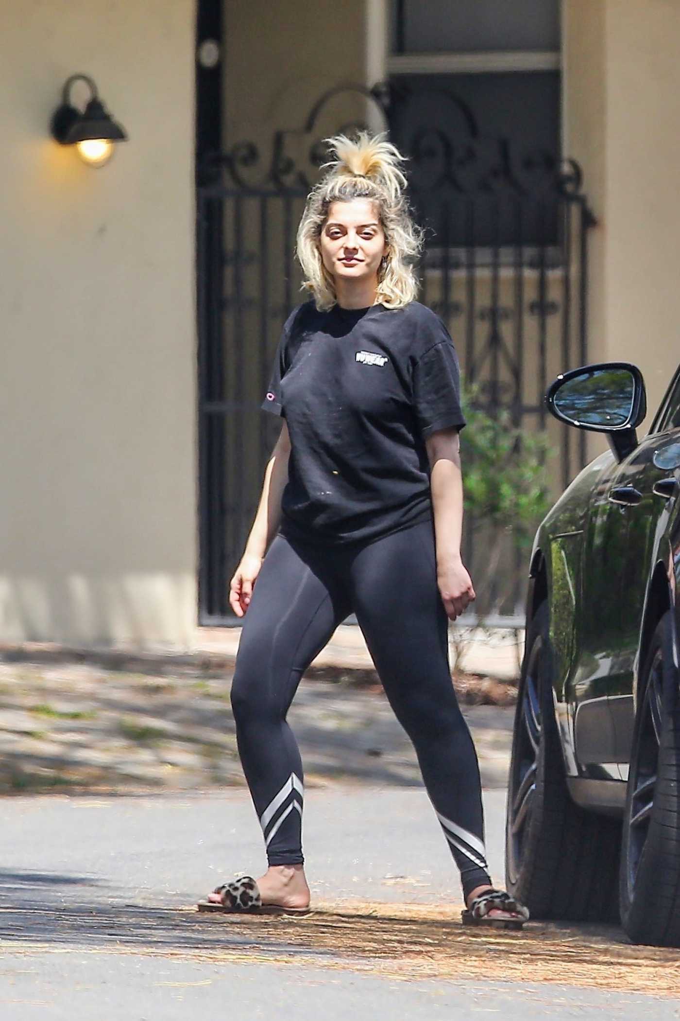 Bebe Rexha in a Black Tee Was Seen Out in Los Angeles 04/30/2020
