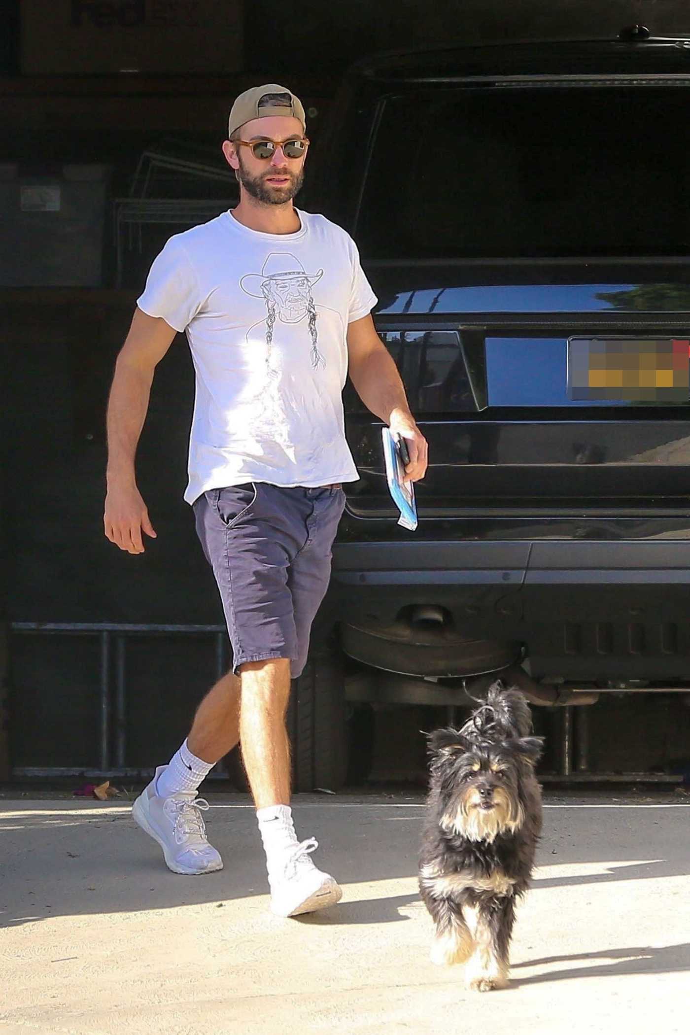 Chace Crawford in a White Tee Leaves His Home in Los Angeles 05/19/2020