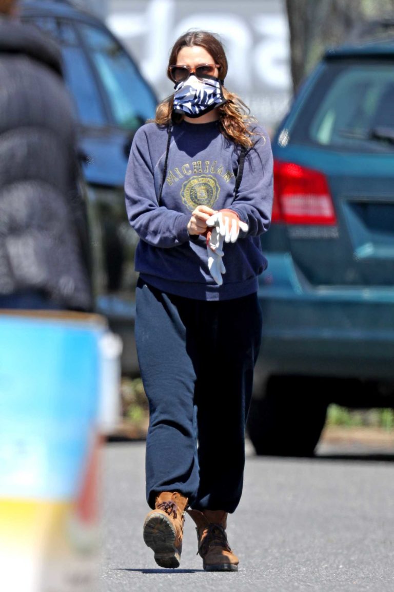 Drew Barrymore in a Protective Mask