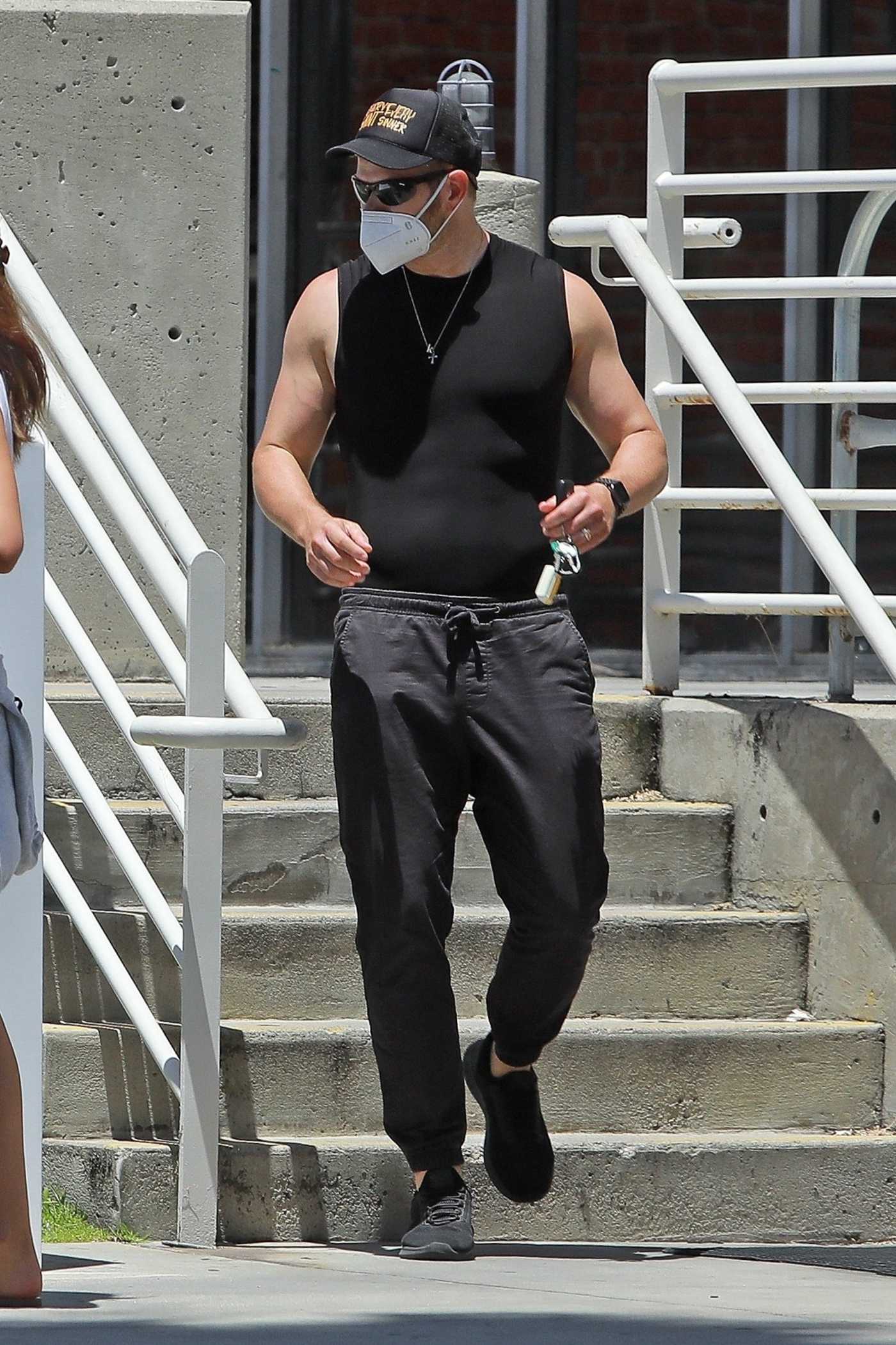 Kellan Lutz in a Black Sneakers Was Seen Out with His Wife Brittany Gonzales in Los Angeles 05/21/2020