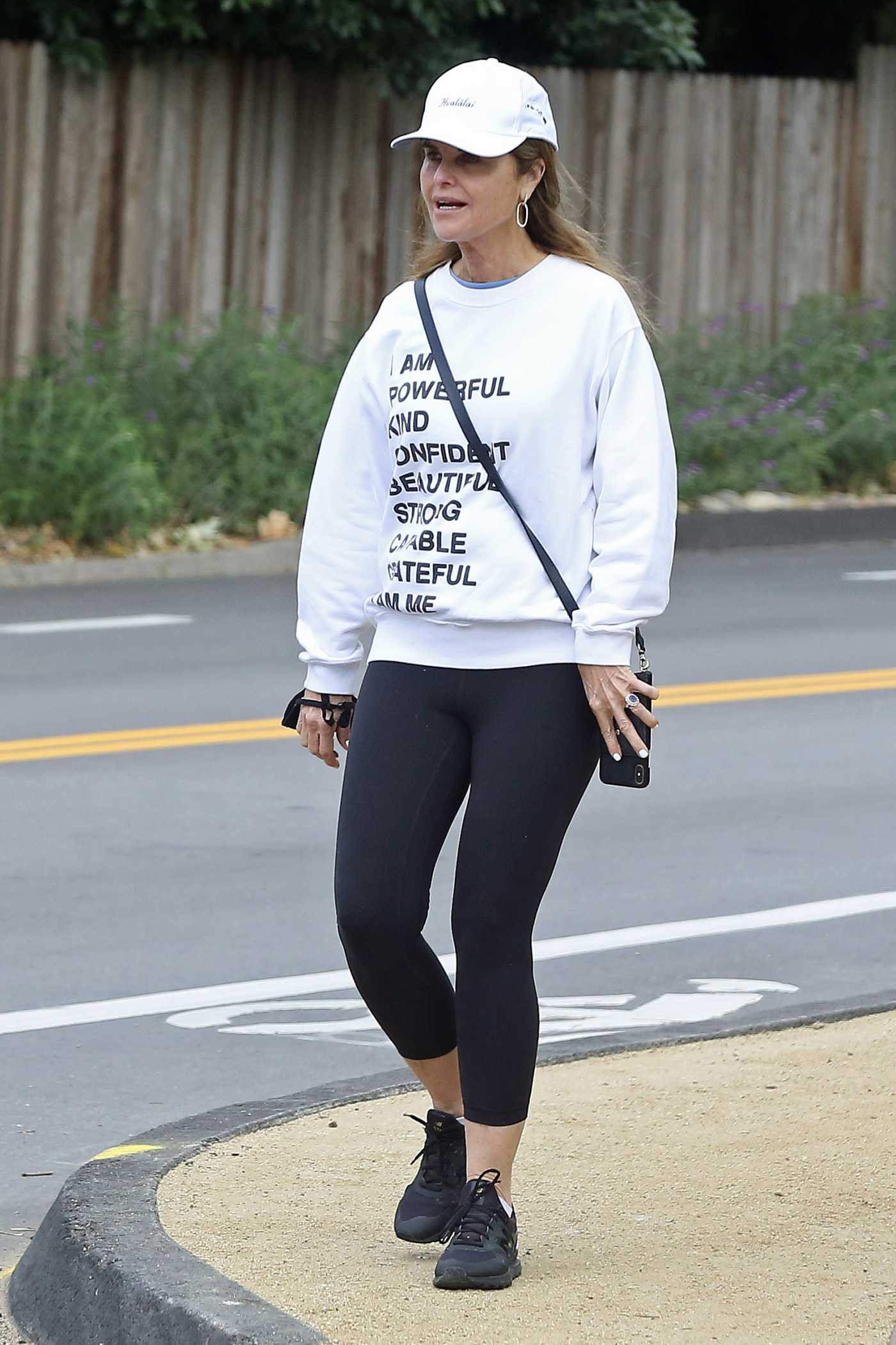 Maria Shriver in a White Sweatshirt Was Seen Out in Montecito 05/23/2020