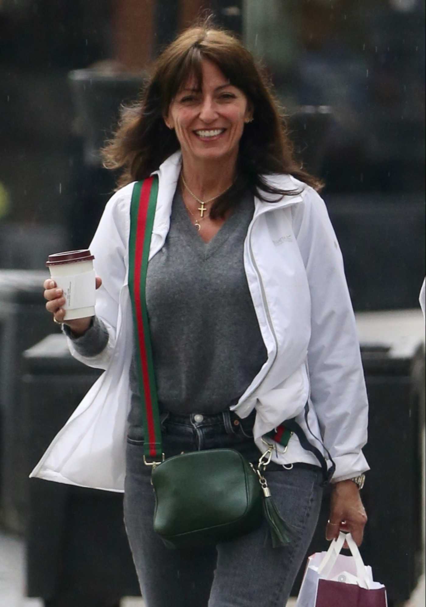 Davina McCall in a White Track Jacket Was Seen Out with a Friend in Tunbridge Wells 06/11/2020