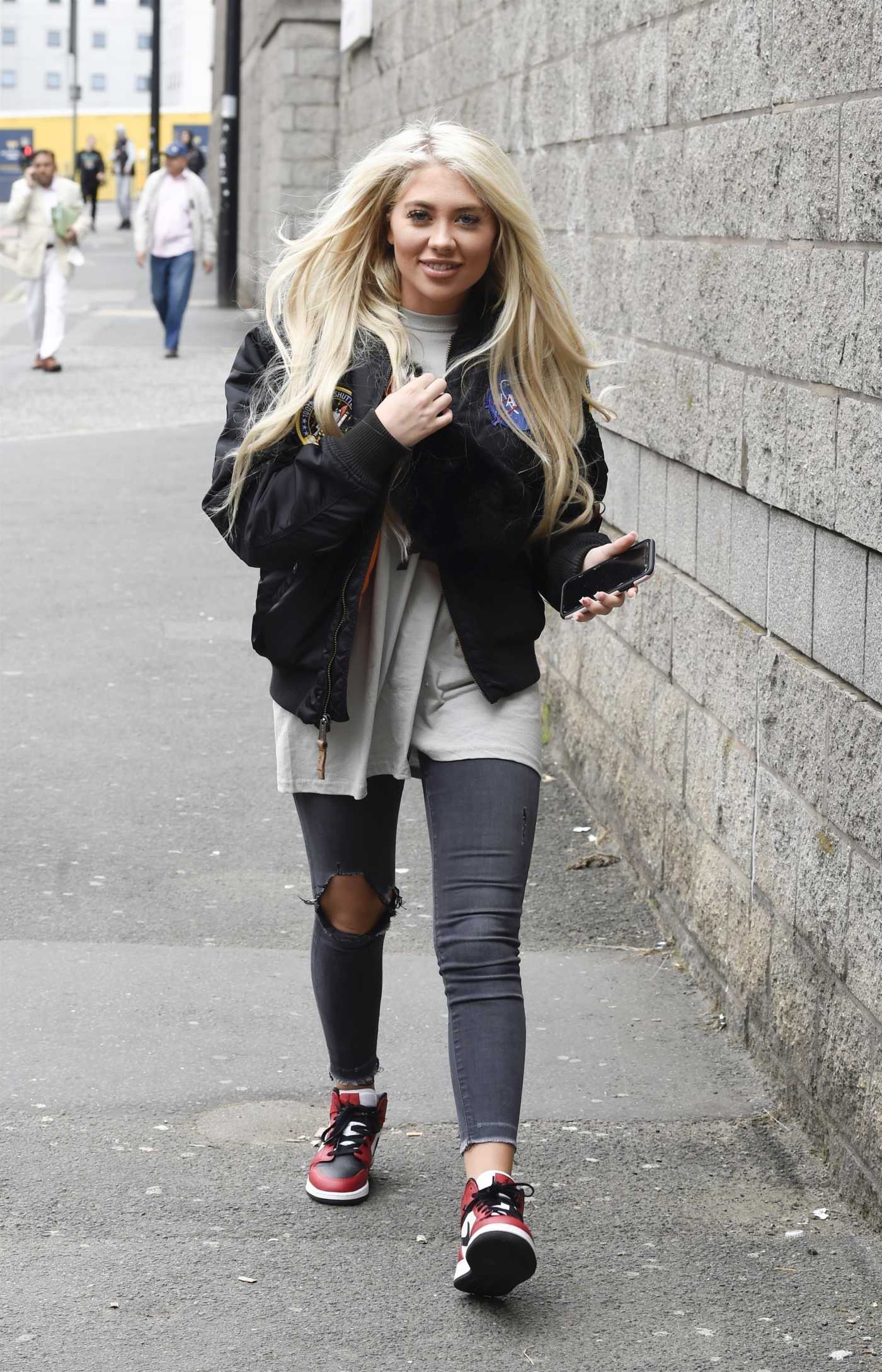 Paige Turley in a Black Jacket Leaves the Manchester Arena in Manchester 07/14/2020