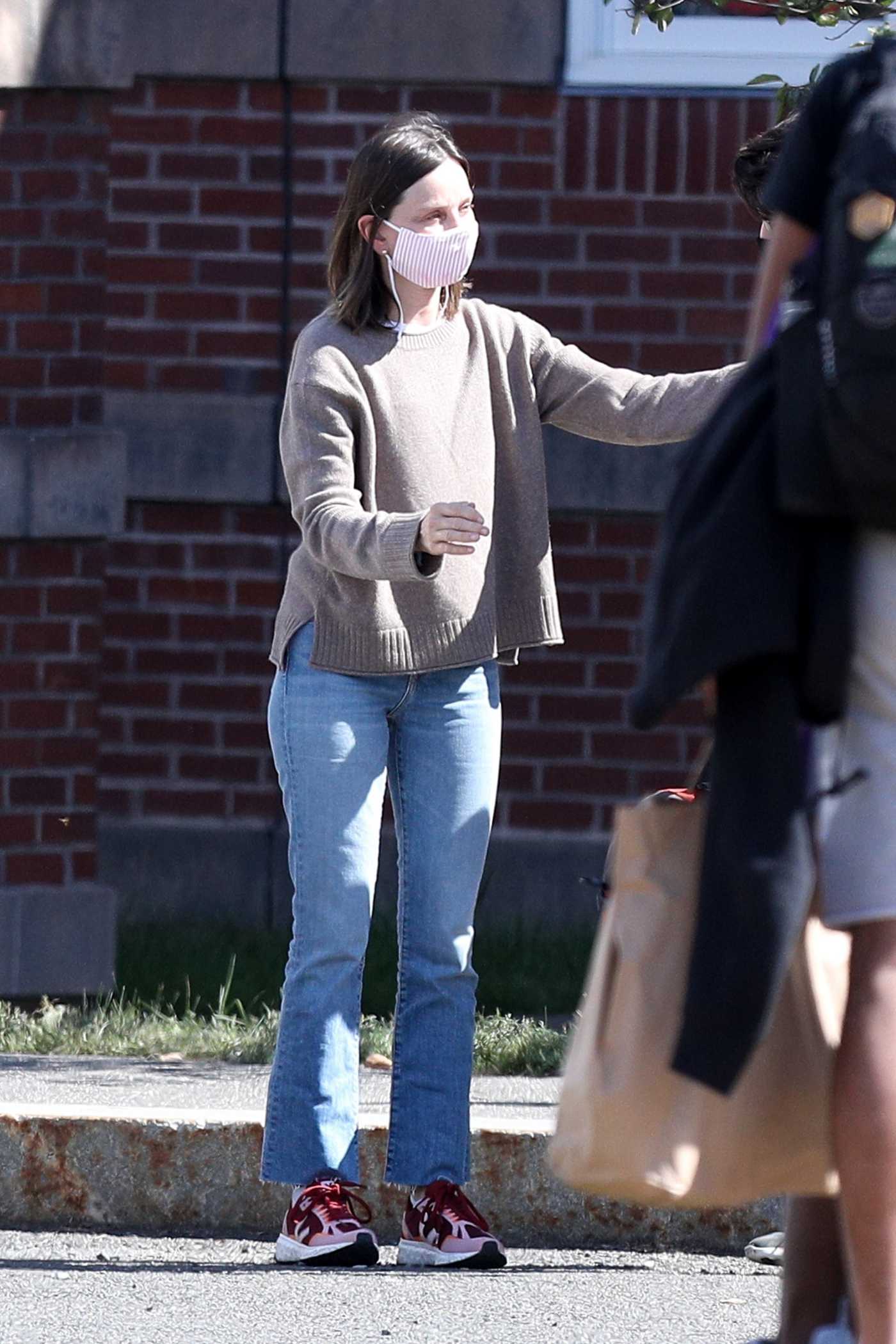 Calista Flockhart in a Knit Cream Sweater Was Seen Out in Amherst 08/20/2020