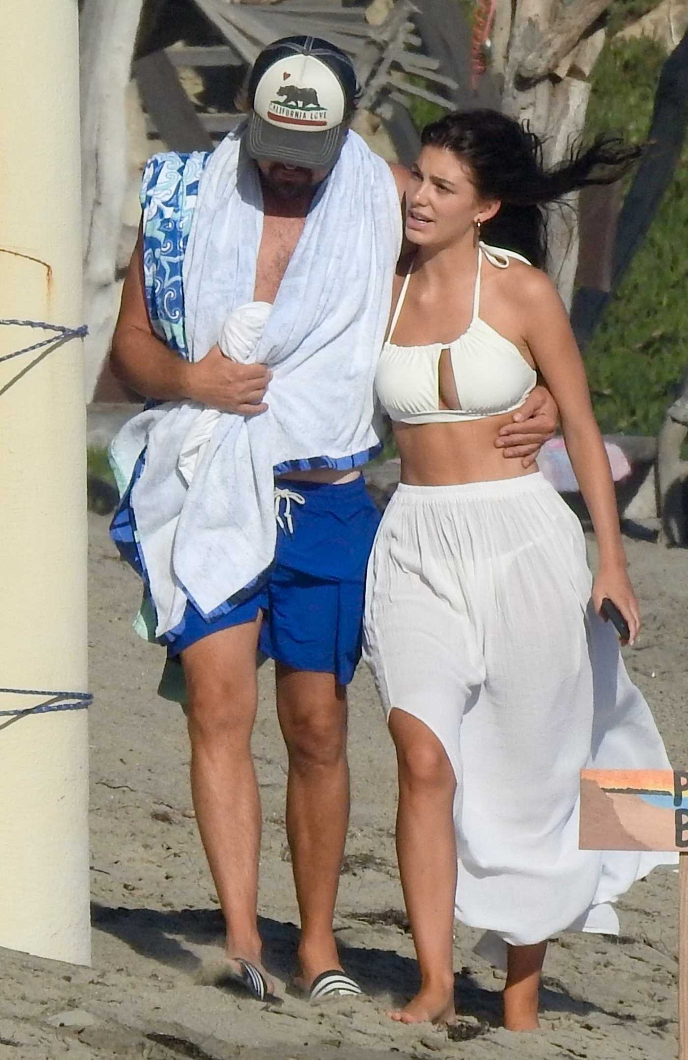Camila Morrone in a White Bikini Top Was Seen Out with Leonardo DiCaprio on the Beach in Malibu 09/07/2020