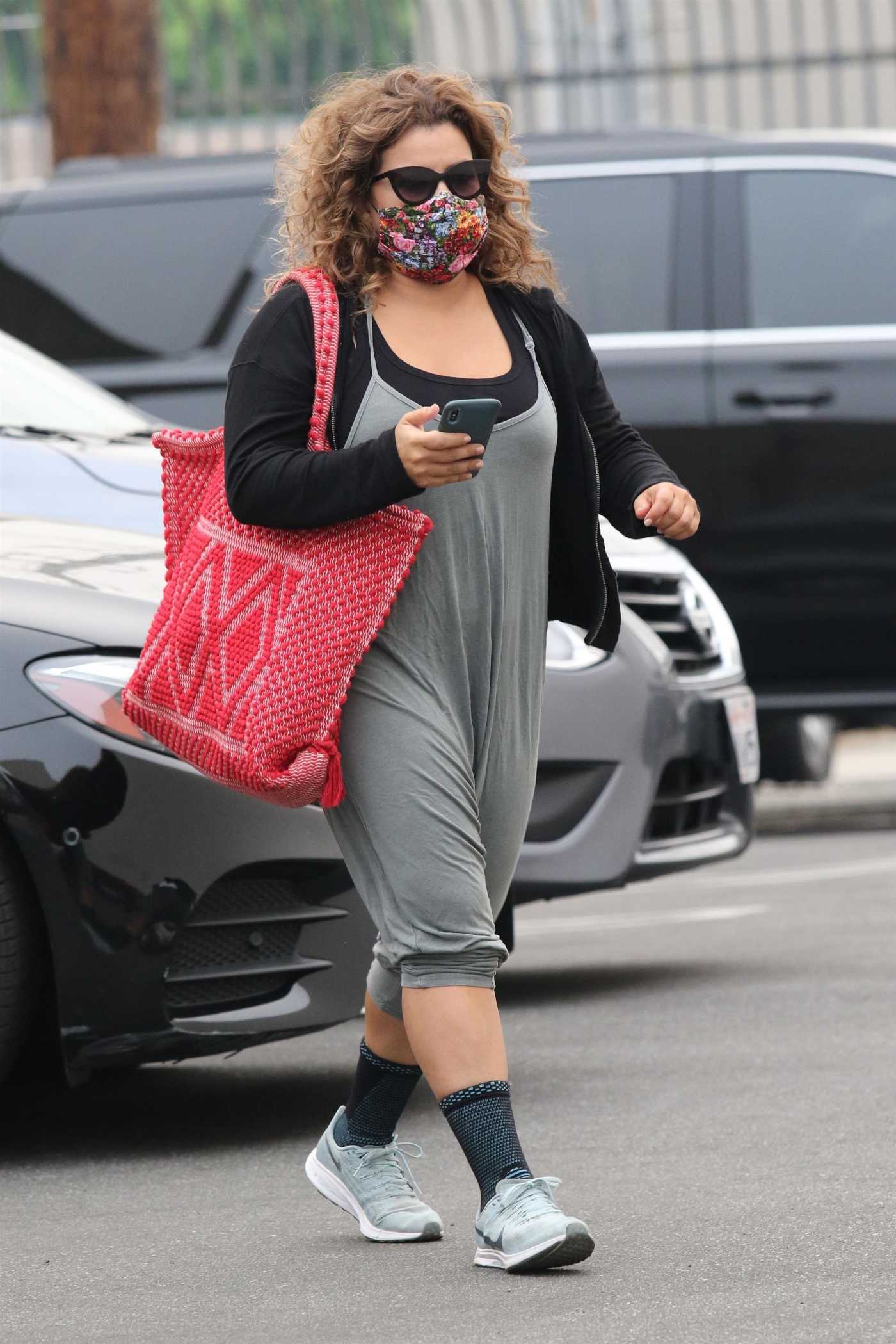 Justina Machado in a Protective Mask Arrives at the DWTS Studio in Los Angeles 09/11/2020