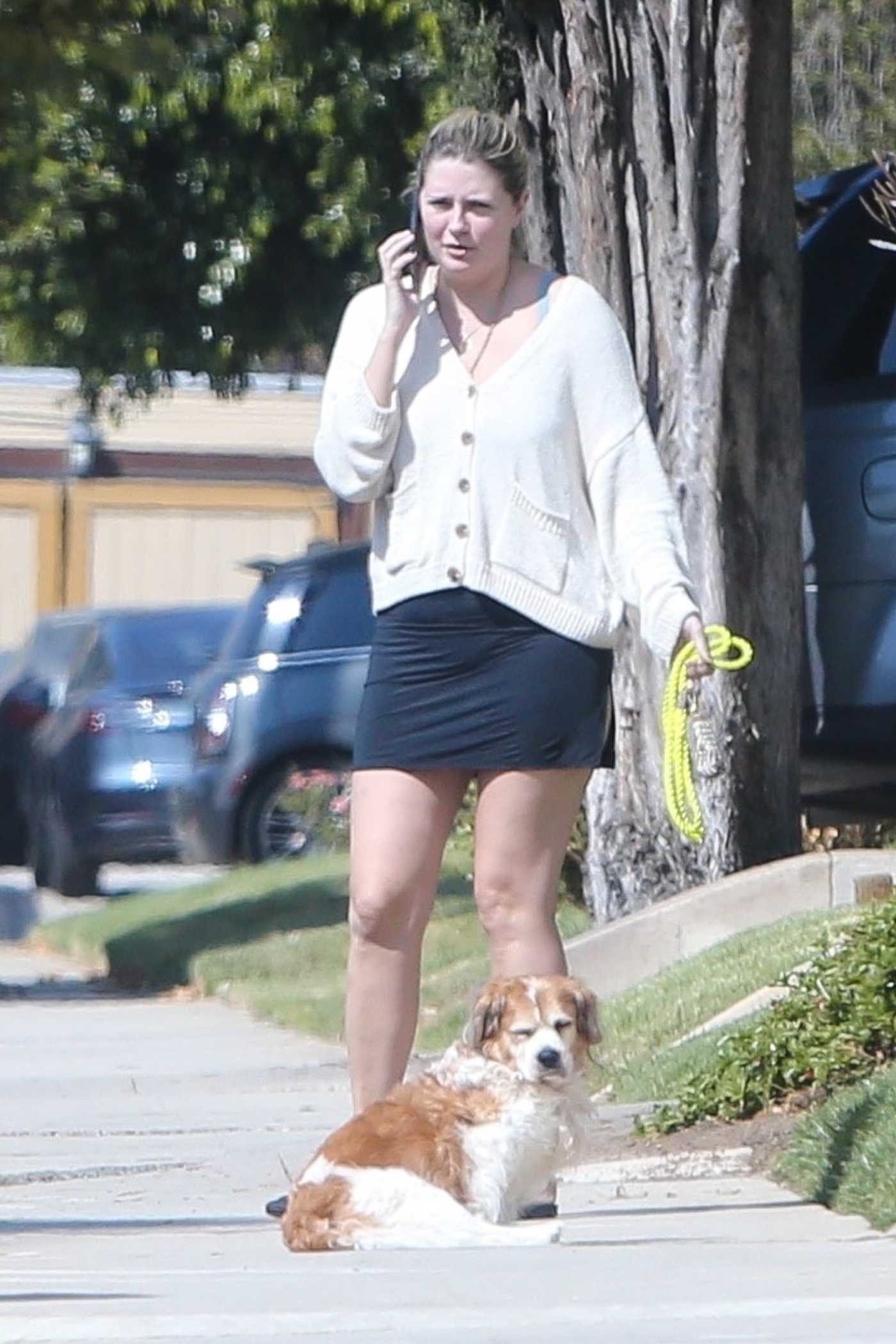 Mischa Barton in a Black Skirt Steps Out with Her Dog in Los Angeles 09/25/2020