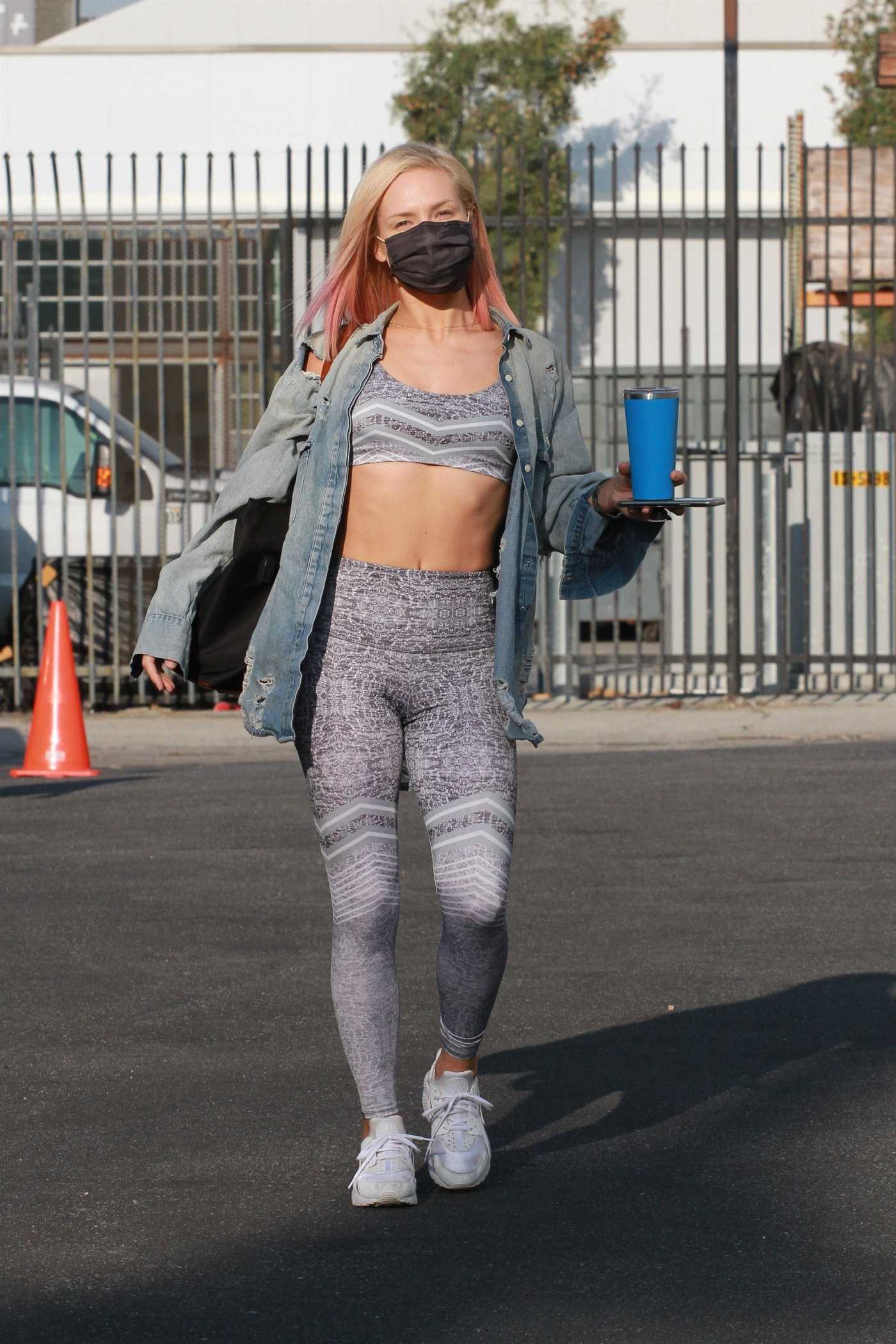 Sharna Burgess in a White Sneakers Leaves the DWTS Studio in Los Angeles 09/18/2020