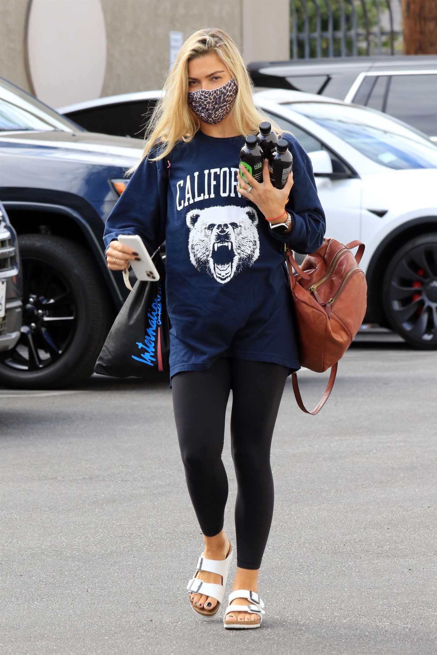 Daniella Karagach in a Blue Sweatshirt Arrives at the DWTS Studio in Los Angeles 10/25/2020