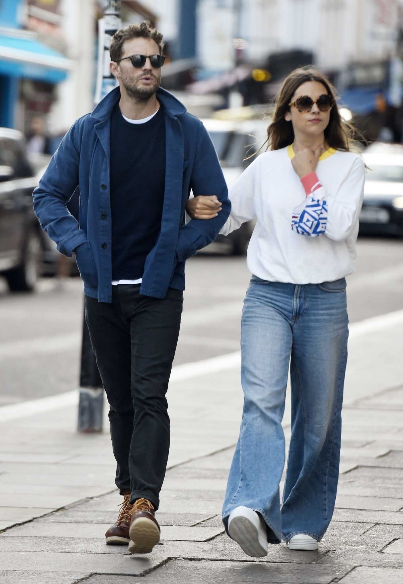 Jamie Dornan in a Blue Jacket Was Seen Out with His Wife Amelia Warner in Notting Hill 10/07/2020