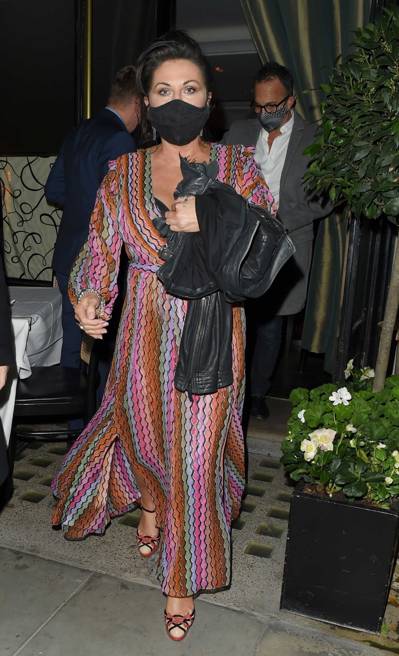 Jessie Wallace in a Full Colour Dress Enjoys a Night Out at Scott's in London 10/16/2020