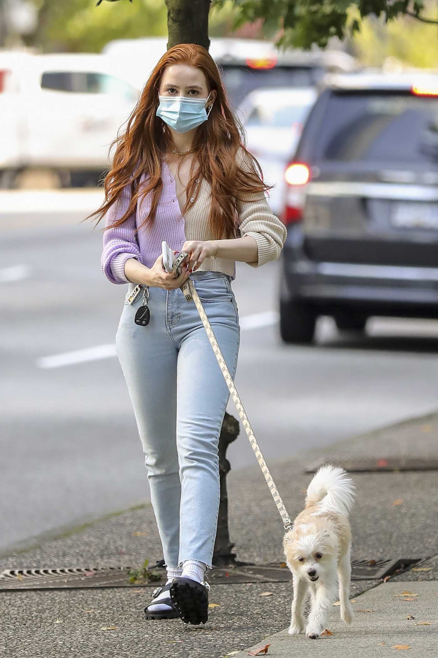 Madelaine Petsch in a Black Flip-Flops Walks Her Dog in Vancouver 10/02/2020
