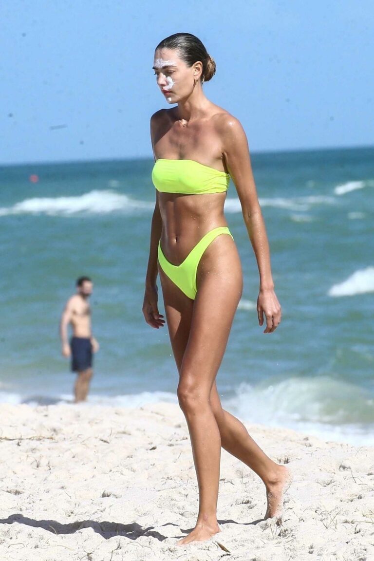 Alina Baikova in a Neon Green Bikini