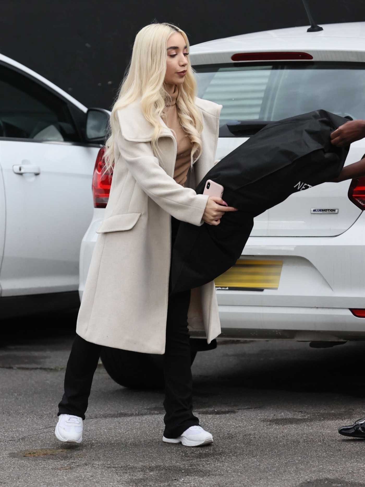 Nicola Adams in a Beige Coat Arrives at the Strictly Come Dancing Rehearsals in London 11/03/2020