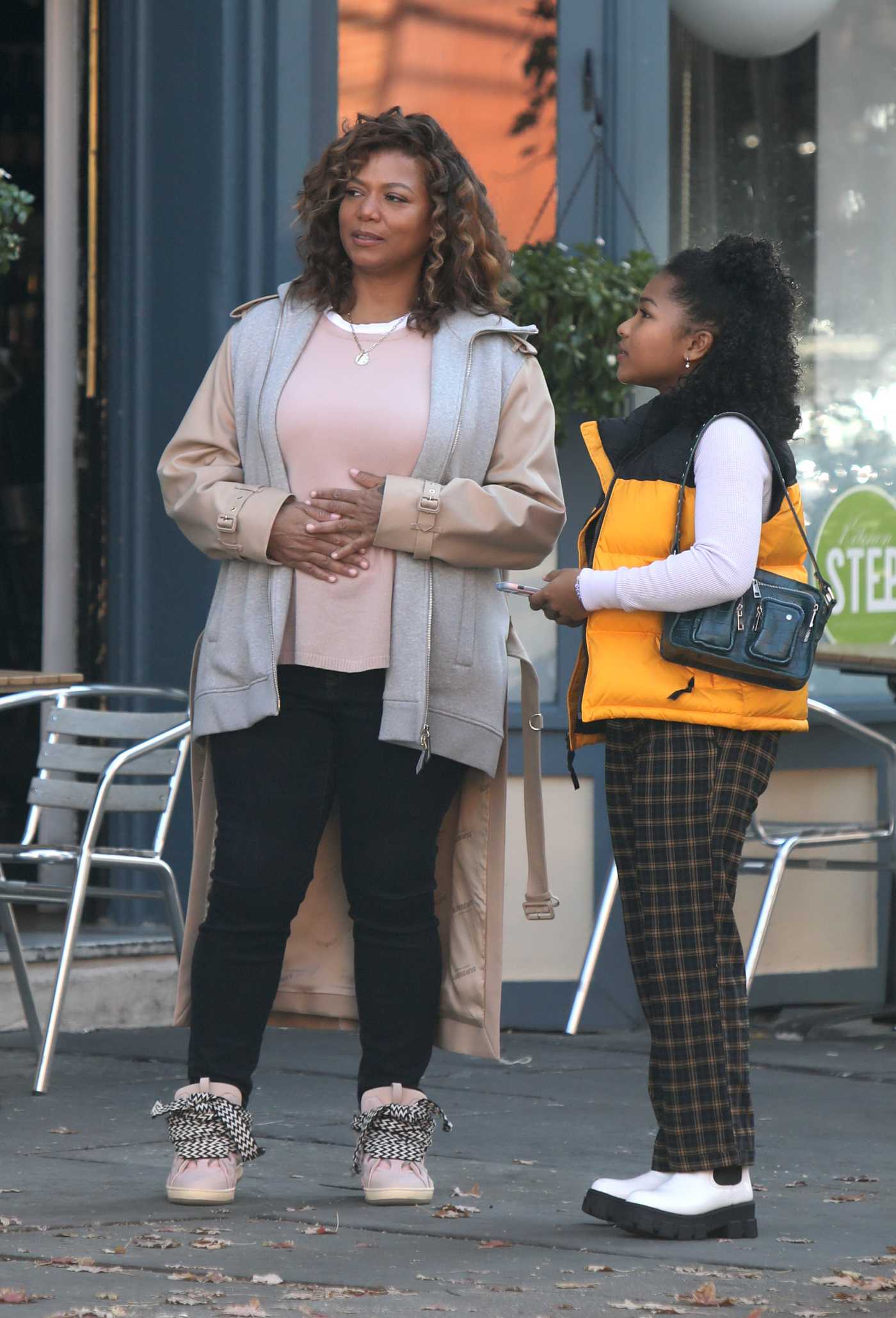 Queen Latifah in a Black Pants on the Set of the The Equalizer in the West Village, Manhattan, NYC 11/09/2020