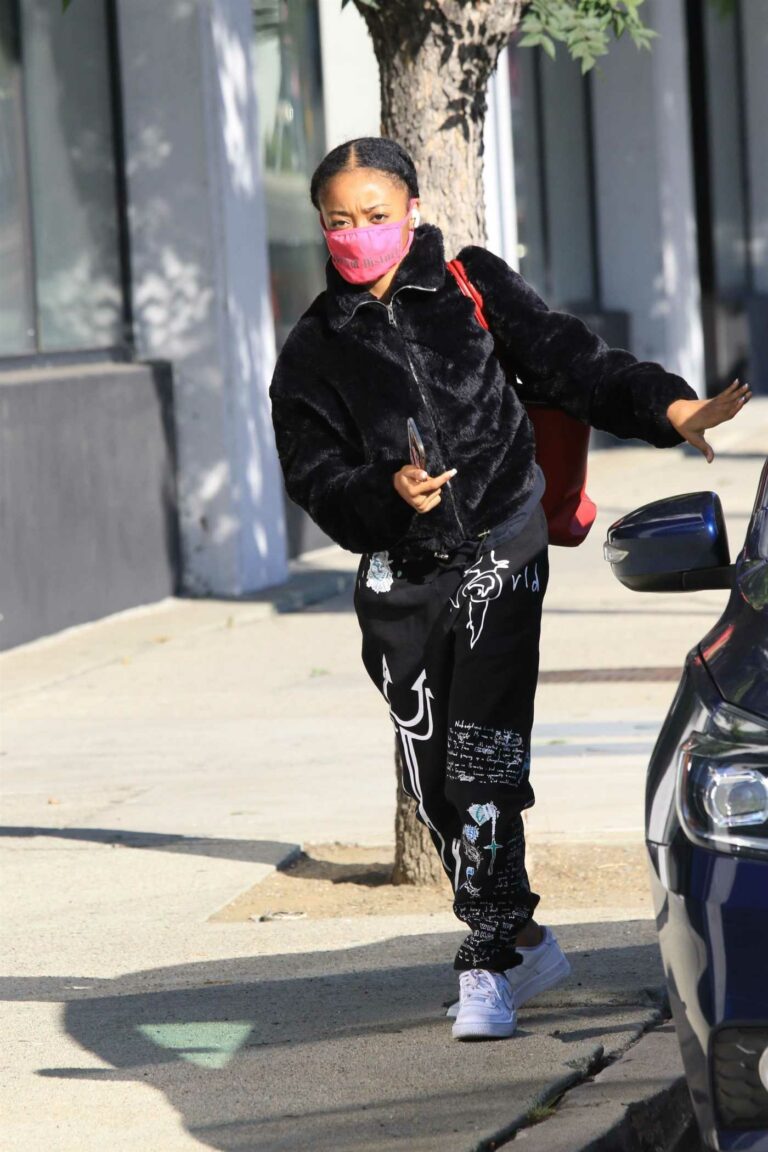 Skai Jackson in a Pink Protective Mask