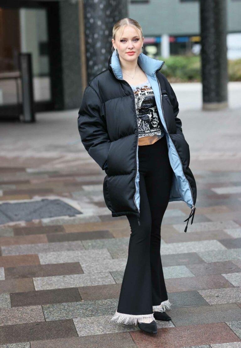 Zara Larsson in a Black Puffer Jacket