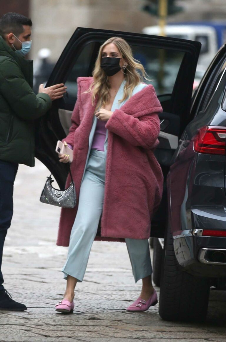 Chiara Ferragni in a Pink Fur Coat