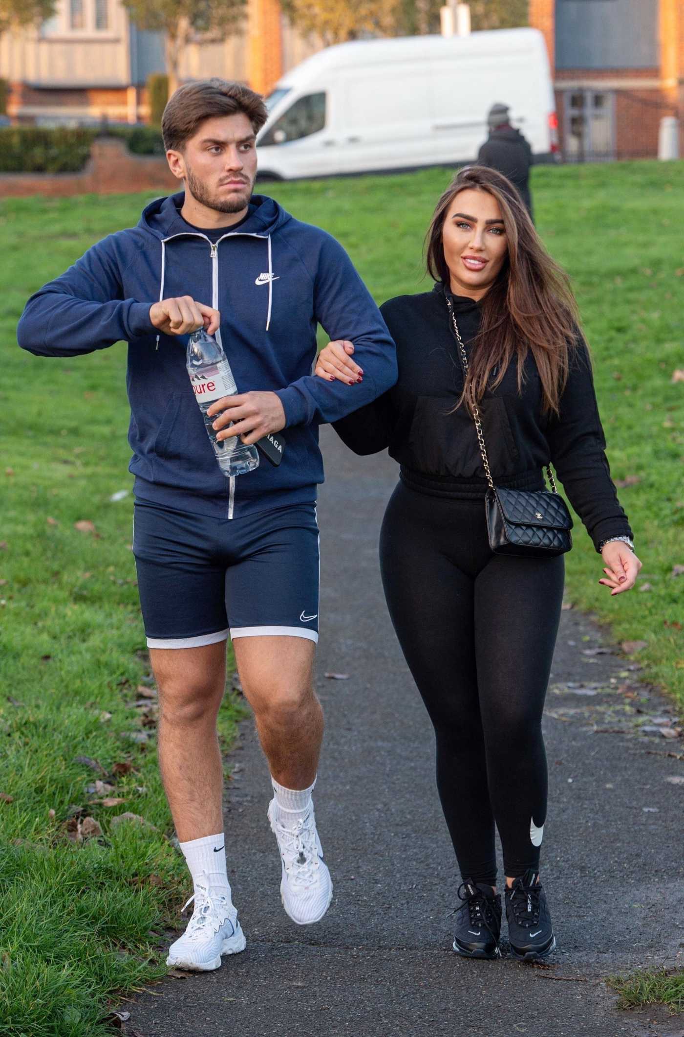 Lauren Goodger in a Black Outfit Was Seen Out with Her Boyfriend Charles Drury at a Park in Chigwell 12/26/2020