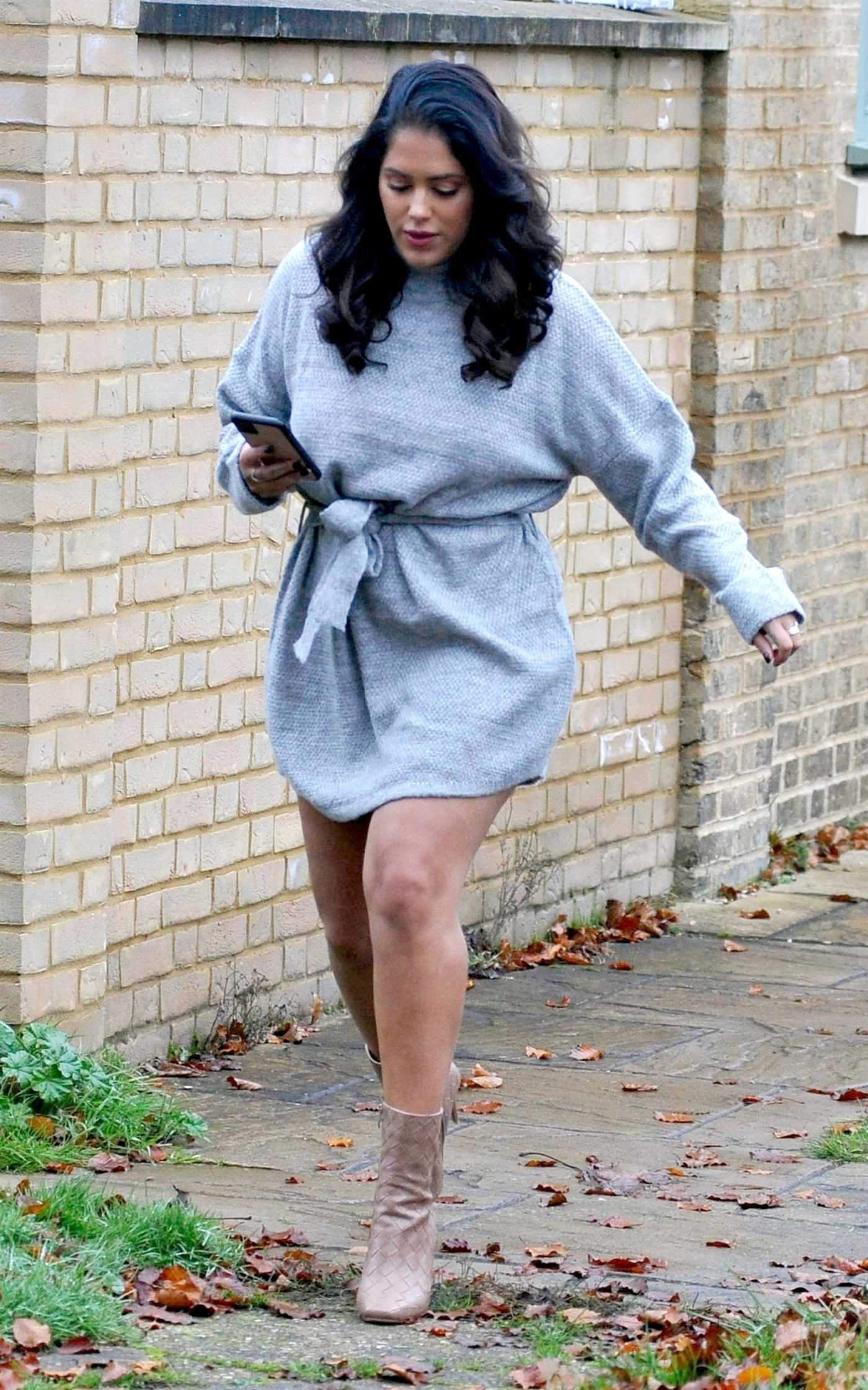 Malin Andersson in a Grey Mini Dress Was Seen Out in London 12/02/2020