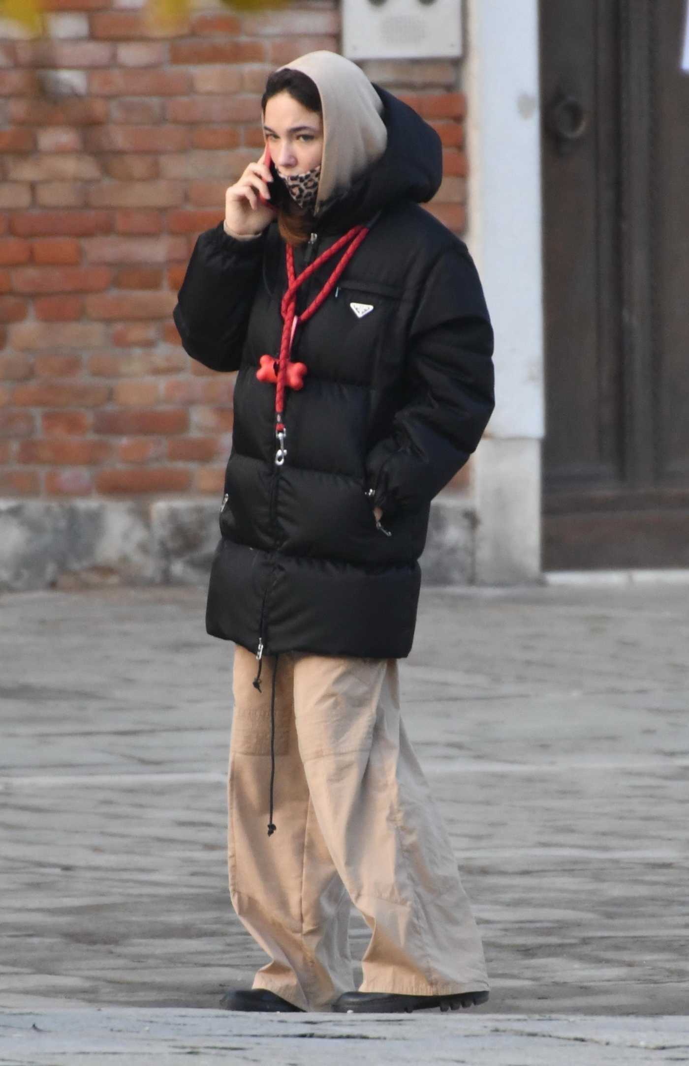 Matilda De Angelis in a Beige Pants Walks Her Dog in Venice 12/18/2020