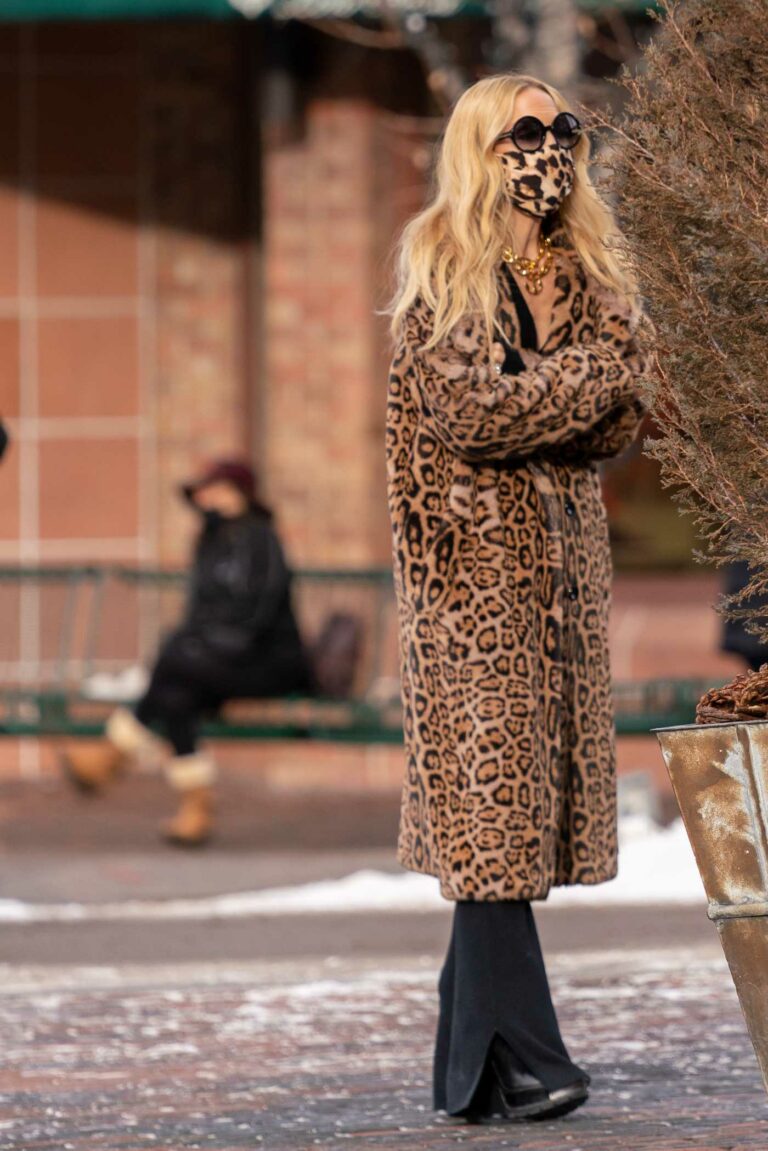 Rachel Zoe in a Cheetah Print Fur Coat