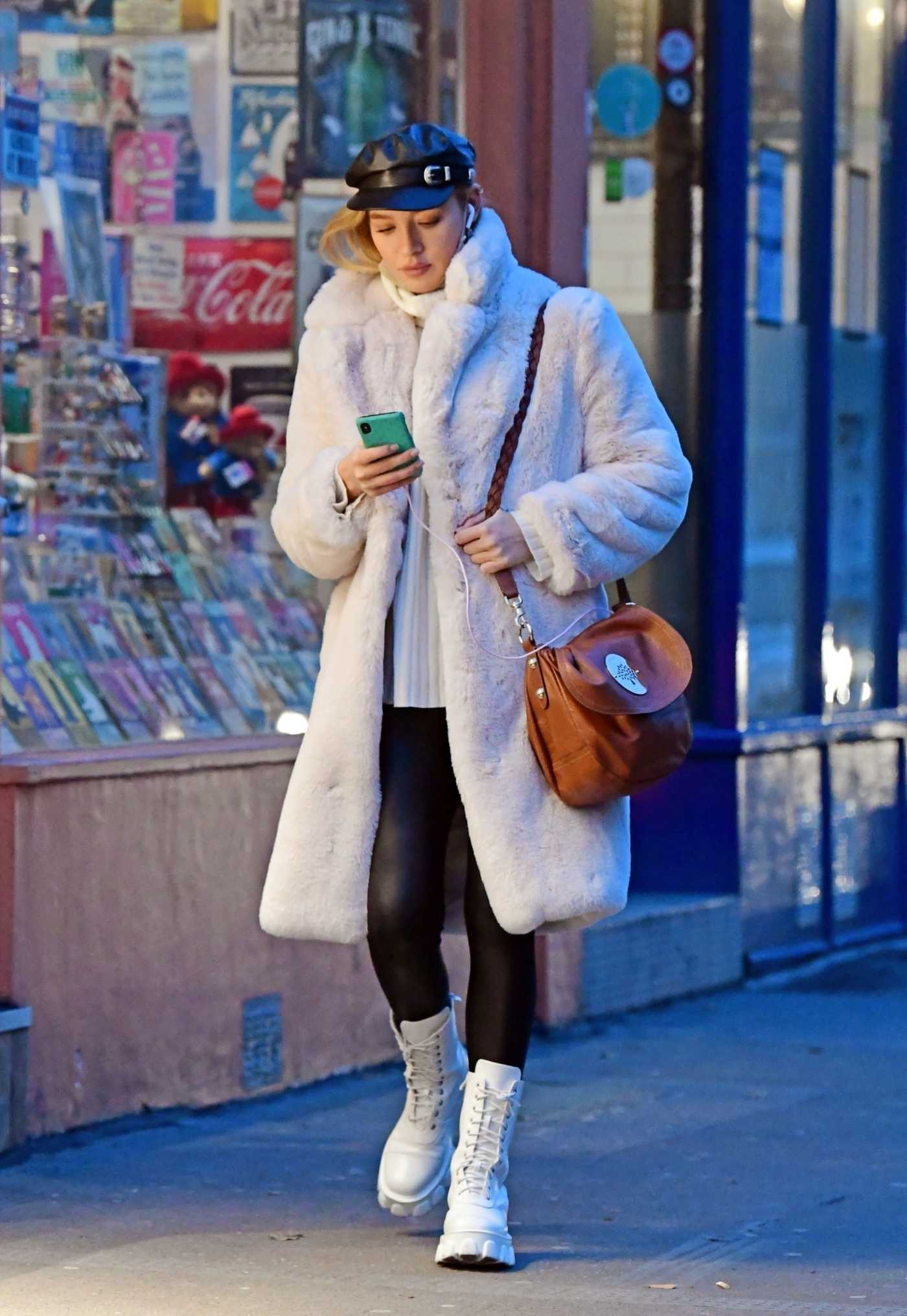 Roxy Horner in a White Fur Coat Was Seen Out in West London 12/09/2020