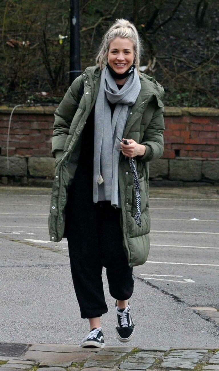 Gemma Atkinson in a Green Puffer Coat