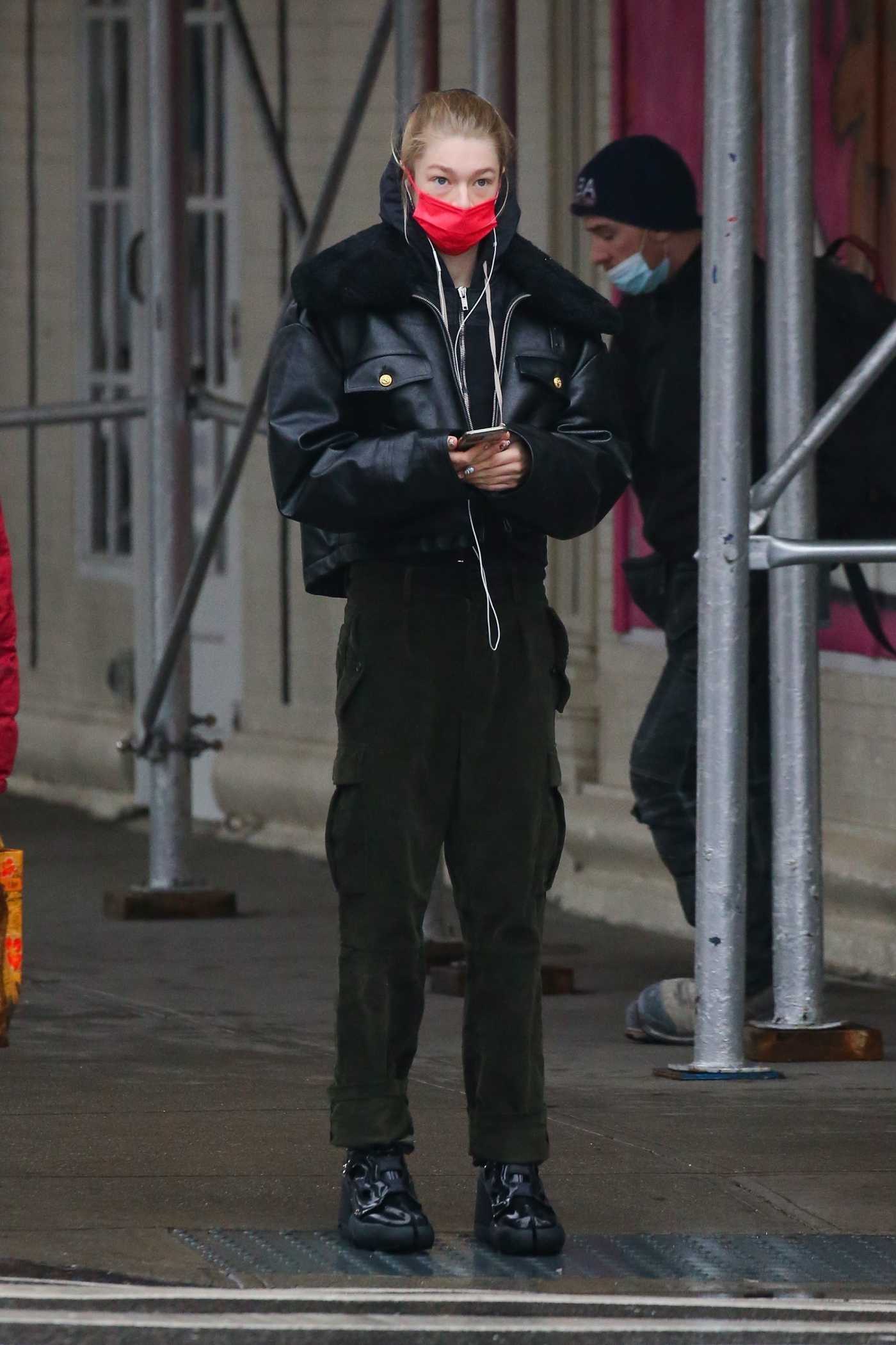 Hunter Schafer in a Red Protective Mask Was Seen Out in New York 01/26/2021