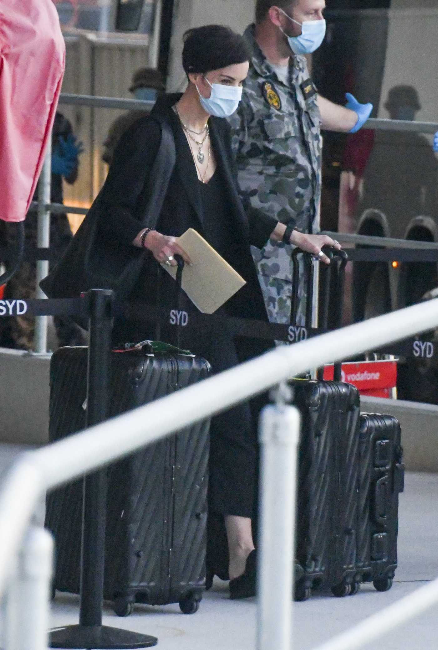 Jaimie Alexander in a Black Outfit Arrives in Sydney 01/25/2021