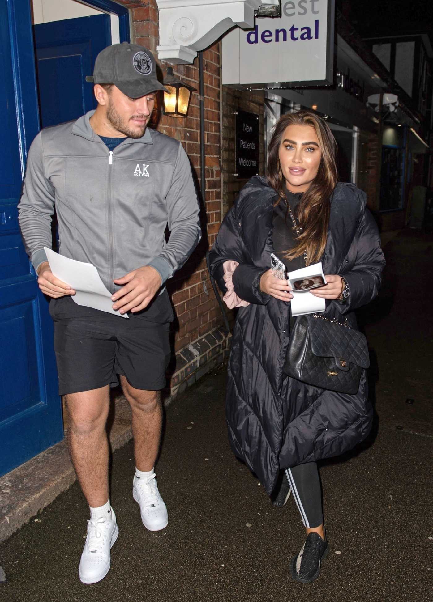 Lauren Goodger in a Black Puffer Coat Leaves a Baby Scan in Essex 01/24/2021