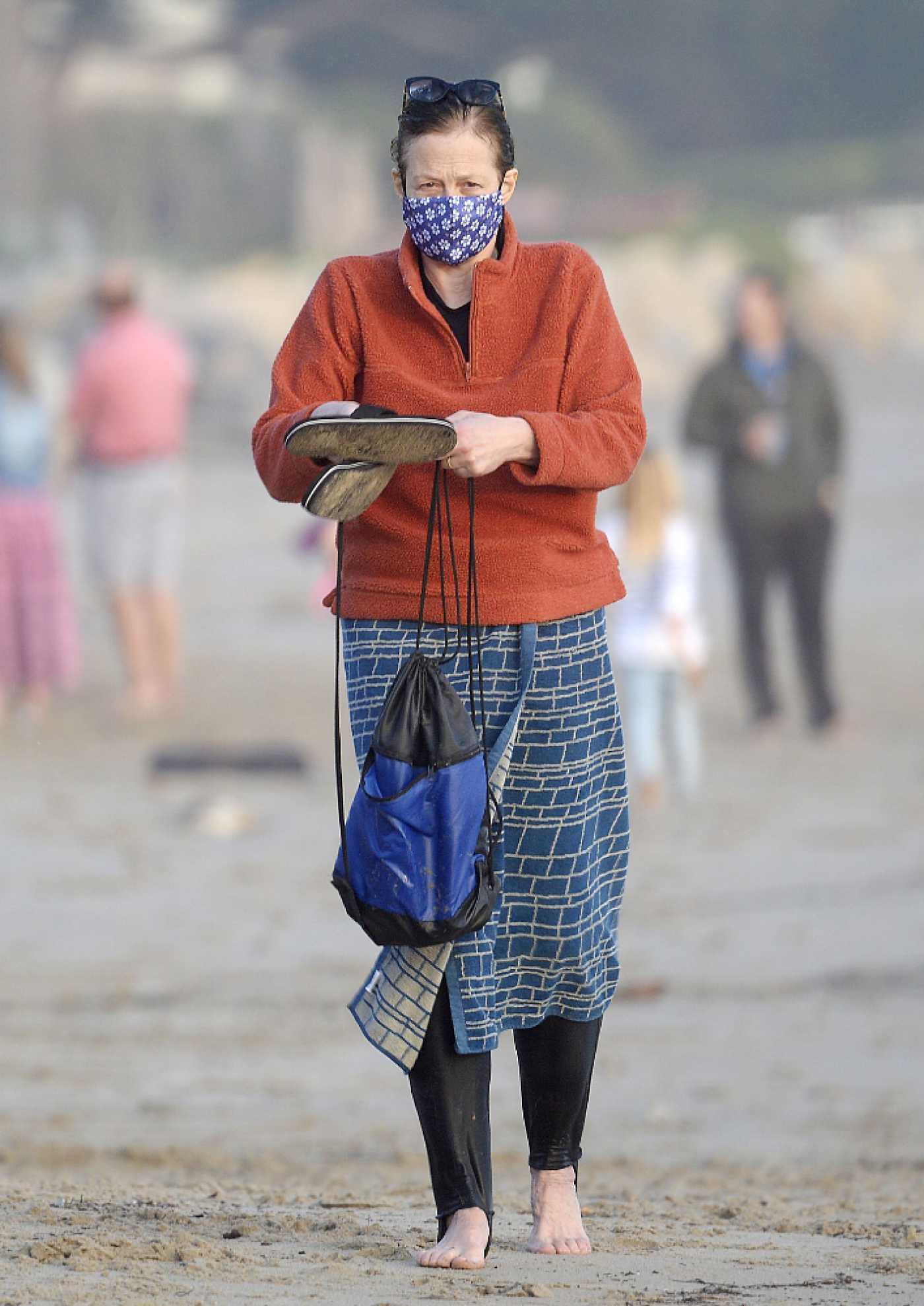 Sigourney Weaver in a Protective Mask Was Seen on the Beach in Los Angeles 01/13/2021