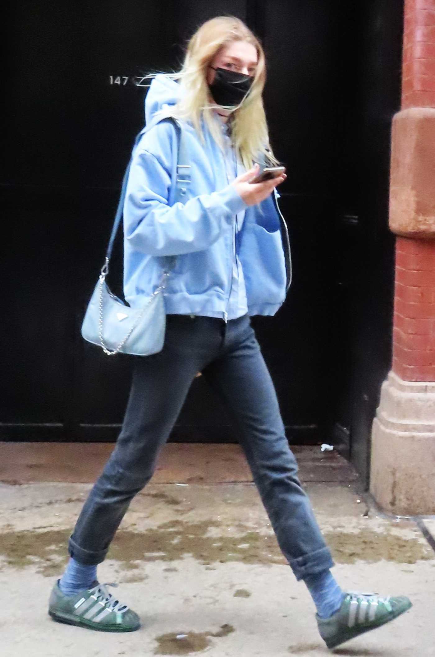 Hunter Schafer in a Black Protective Mask Was Seen Out in Soho, New York 02/11/2021
